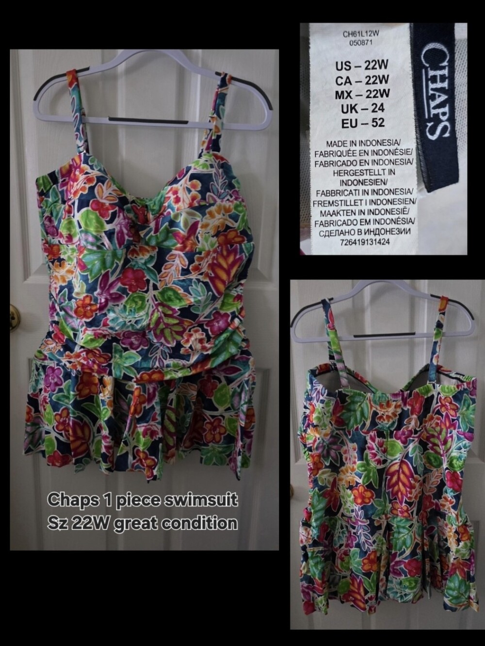 Chaps swimsuit dress Sz 22W, comes w FREE Fit 4 U swimsuit dress 22W!